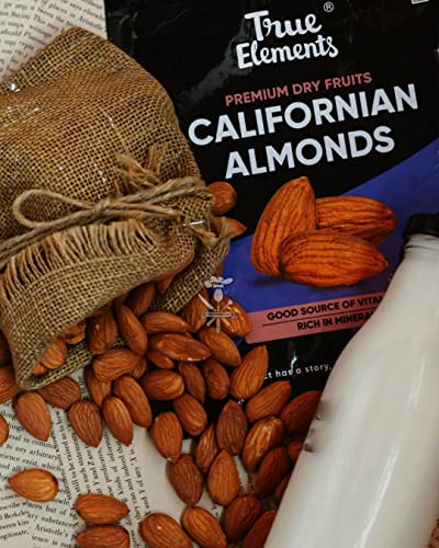 True Elements Californian Almonds 400g (200g x 2) - 100% Natural and Clean Dried Almonds | Badam Dryfruits