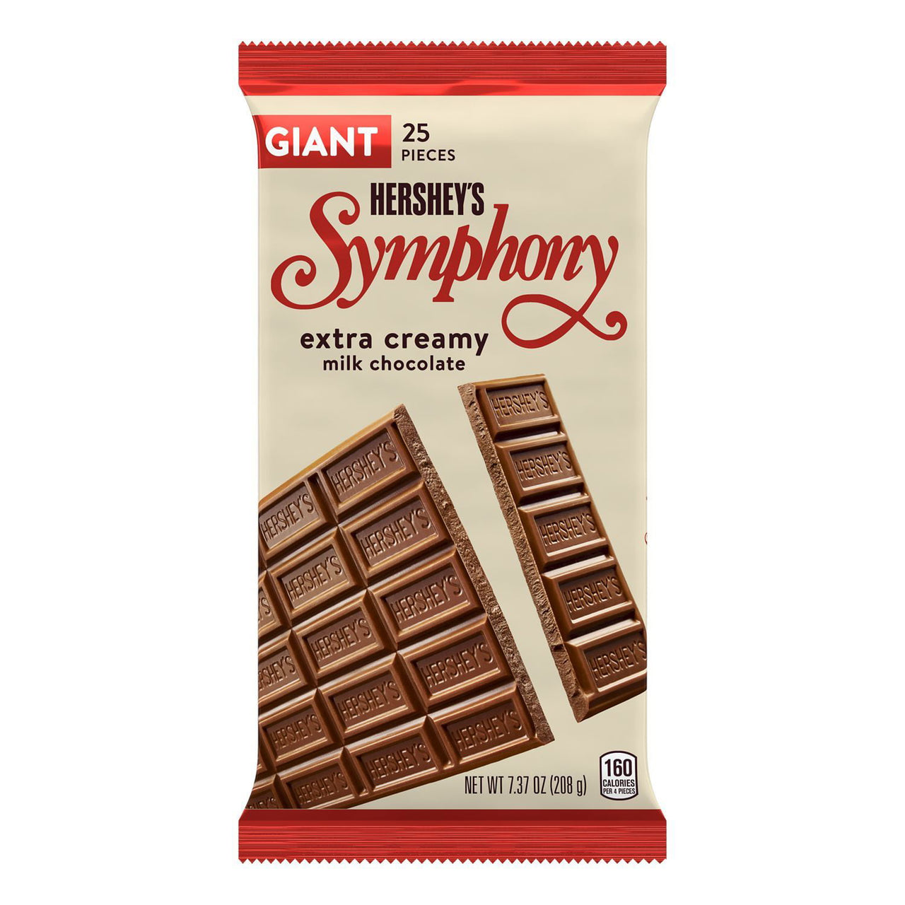 Hershey's , Symphony Extra Creamy Milk Chocolate Giant Candy, 7.37 oz, Bar (25 Pieces)