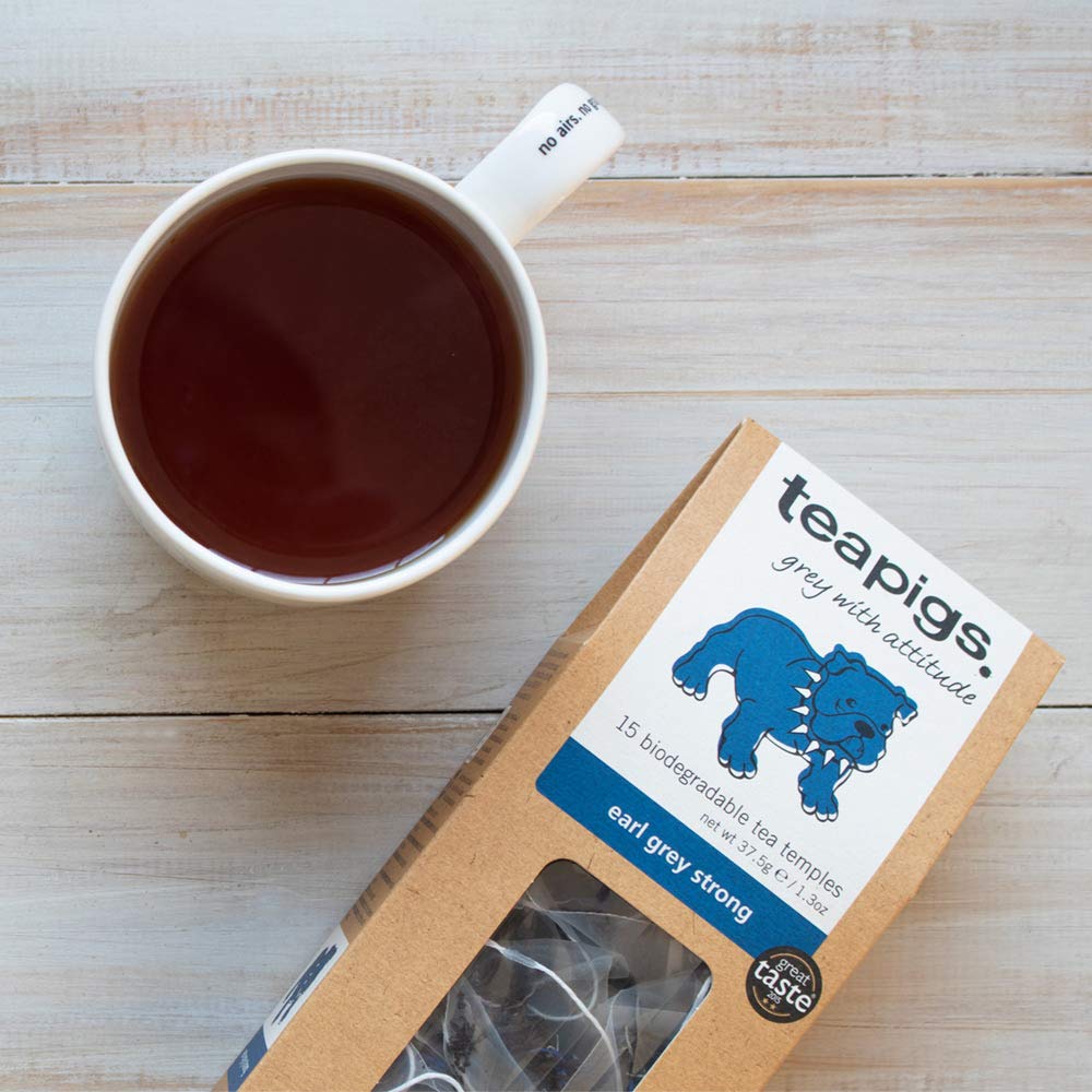 Teapigs Earl Grey Strong Tea Made with Whole Leaves (6 Packs of 15 Tea Bags)