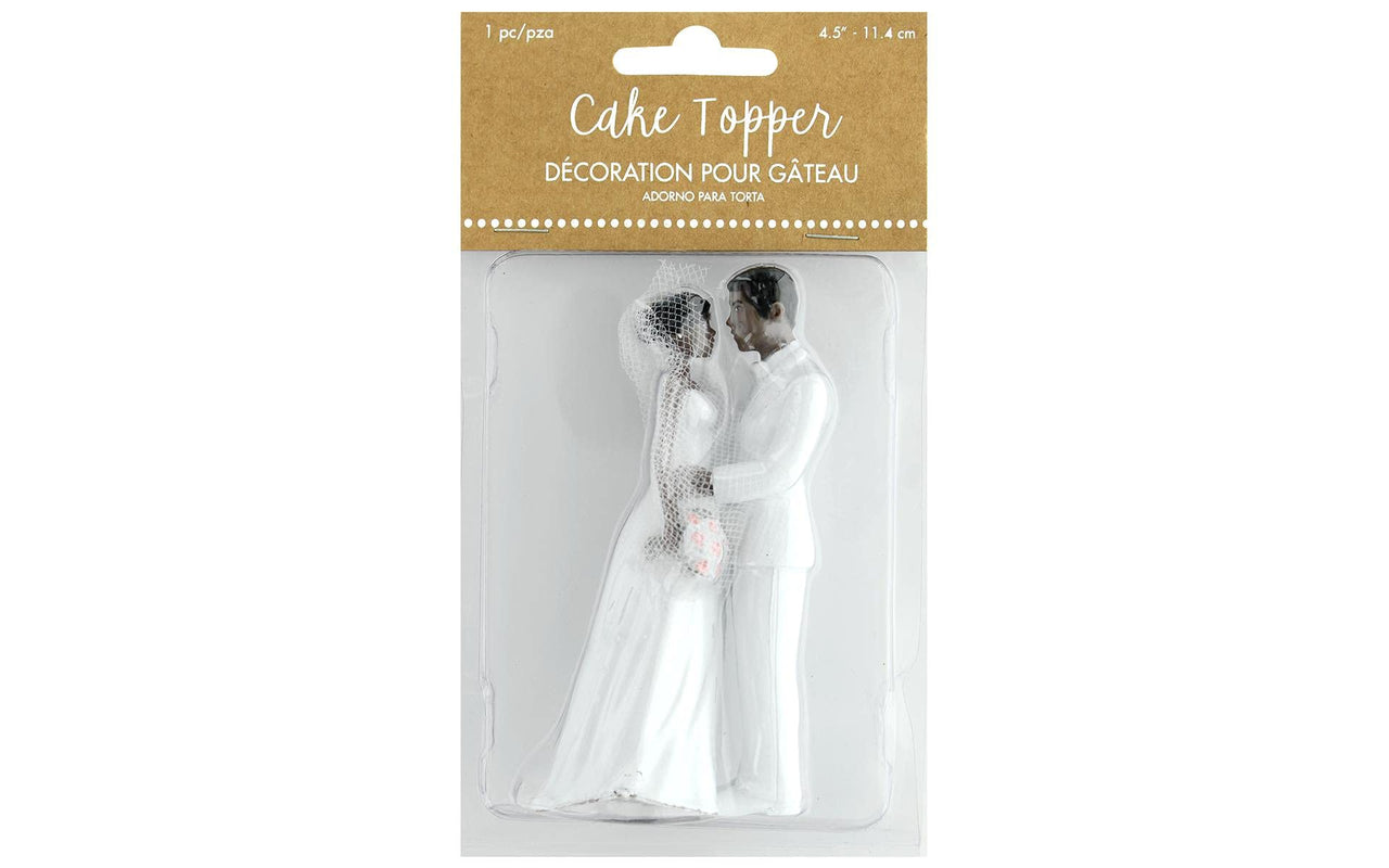 Amscan 474851 Wedding Plastic Cake Topper, African American Couple, 4.5", 1 piece, White