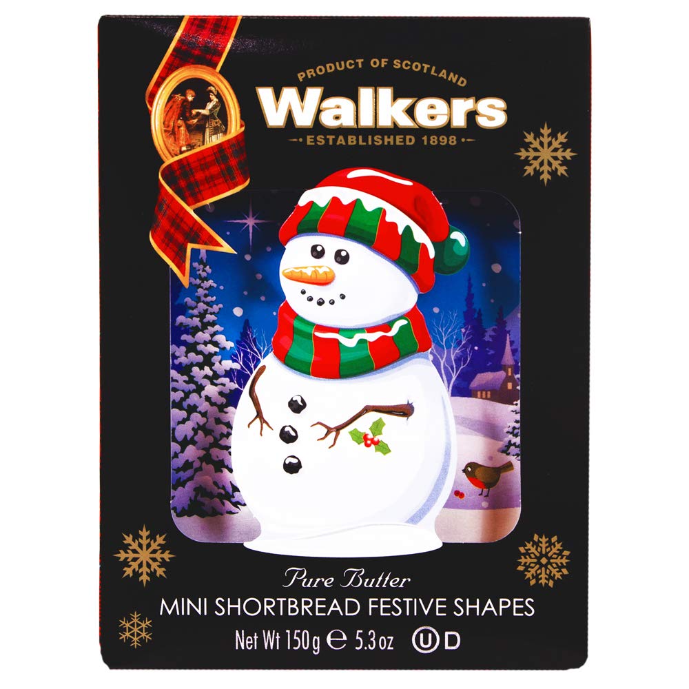 Walker's  Shortbread Snowman Mini Festive Shapes Holiday Box, Pure Butter Shortbread Cookies, 5.3 Oz Box