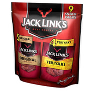 Jack Link's  Beef Jerky Variety Pack Great for Easter Basket Stuffers - Includes Original and Teriyaki Flavors, On the Go Snacks, 13g of Protein Per Serving, 9 Count of 1.25 Oz Bags