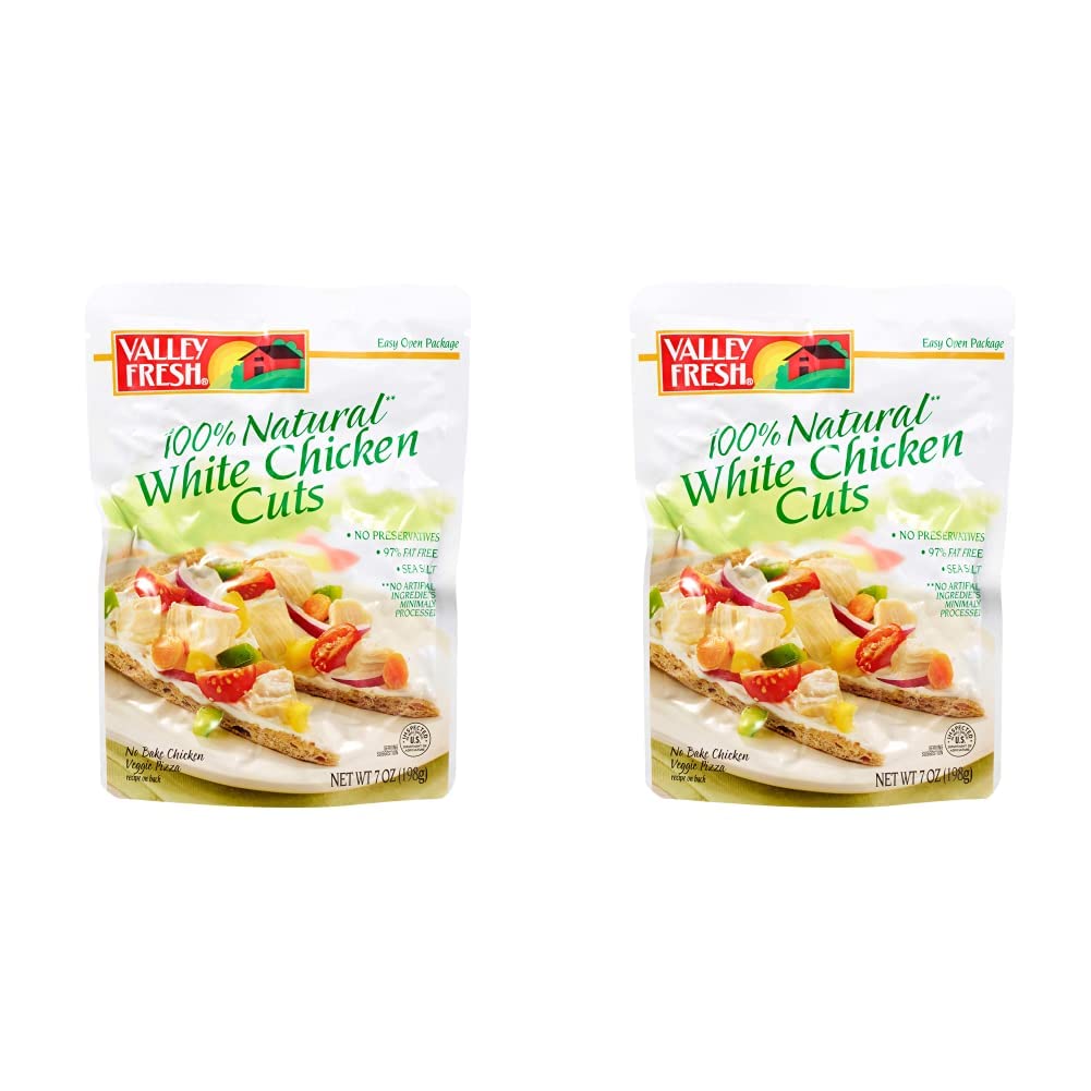Valley Fresh 100% Natural White Chicken Cuts Pouch, 7 Ounce (Pack of 2)