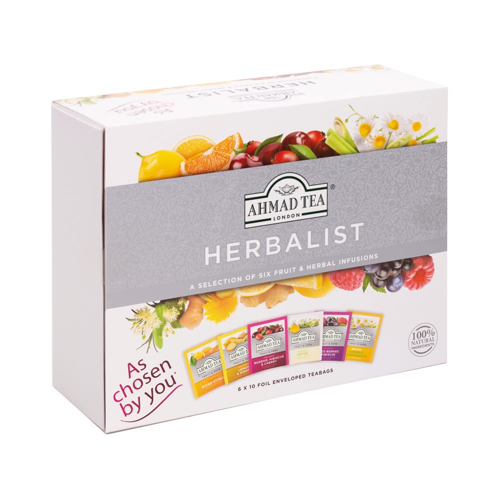 Ammad Tea Herbal Tea,Herbalist Variety Gift Box, 60 Foil Teabags - Decaffeinated and Sugar-Free