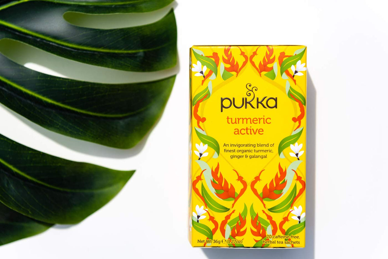 Pukka Organic Tea Bags, Turmeric Active Herbal Tea with Ginger and Galangal, Perfect for Active Lifestyles, 20 Count (Pack of 3) 60 Tea Bags