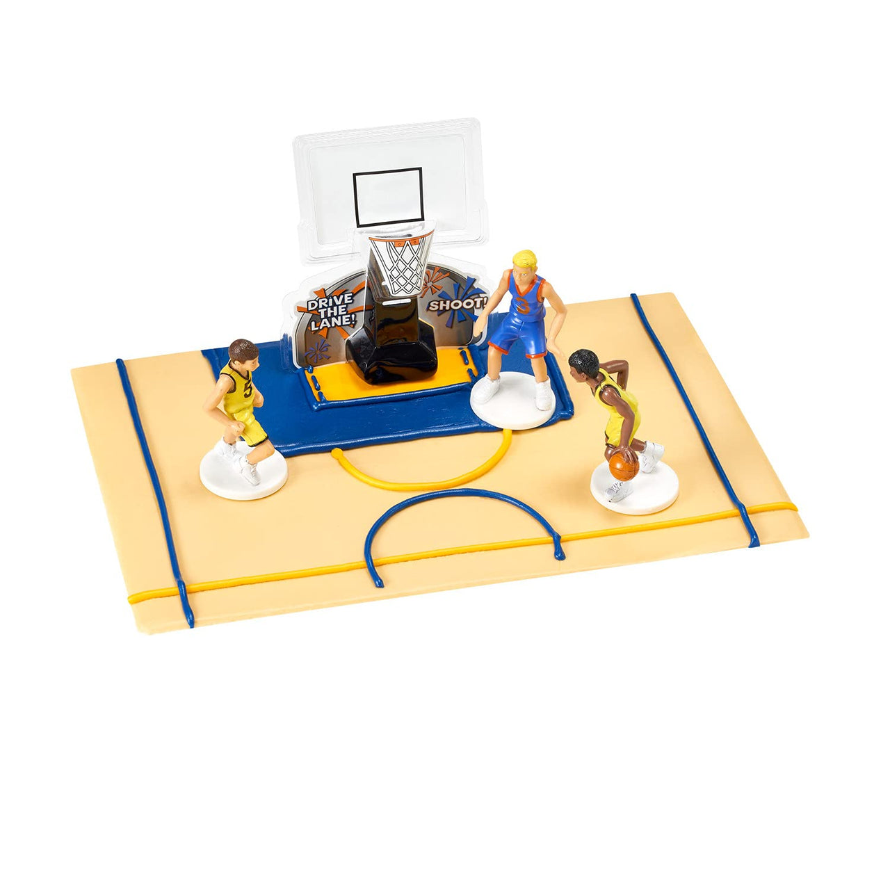 DecoSet Basketball All Net Cake Topper, 5-Piece Cake Decoration Set, Birthday Decorations with 3 Figurines and Backboard, For All Size and Shape Celebration, Birthday or End of Season Cake