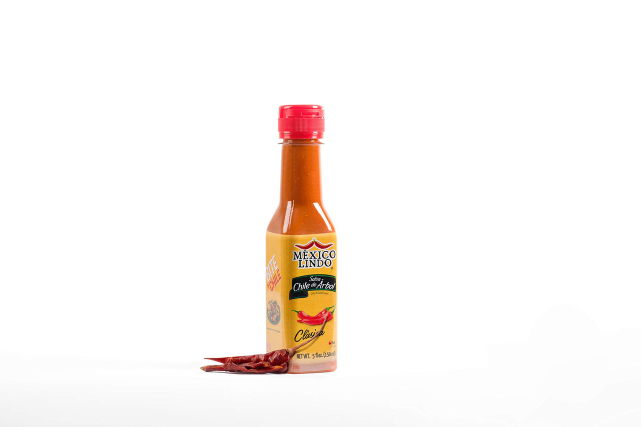 Mexico Lindo Chile de Arbol Hot Sauce Ingredients | 12,190 Scoville Level | Classic Flavor | 5 Fl Oz Bottles (Pack of 2)