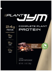 Plant JYM Chocolate Hazelnut Grab N' Go Dairy Free Plant Protein for Recovery, 5g BCAA, Lactose Free, Gluten Free for Men & Women, 8 Single Servings