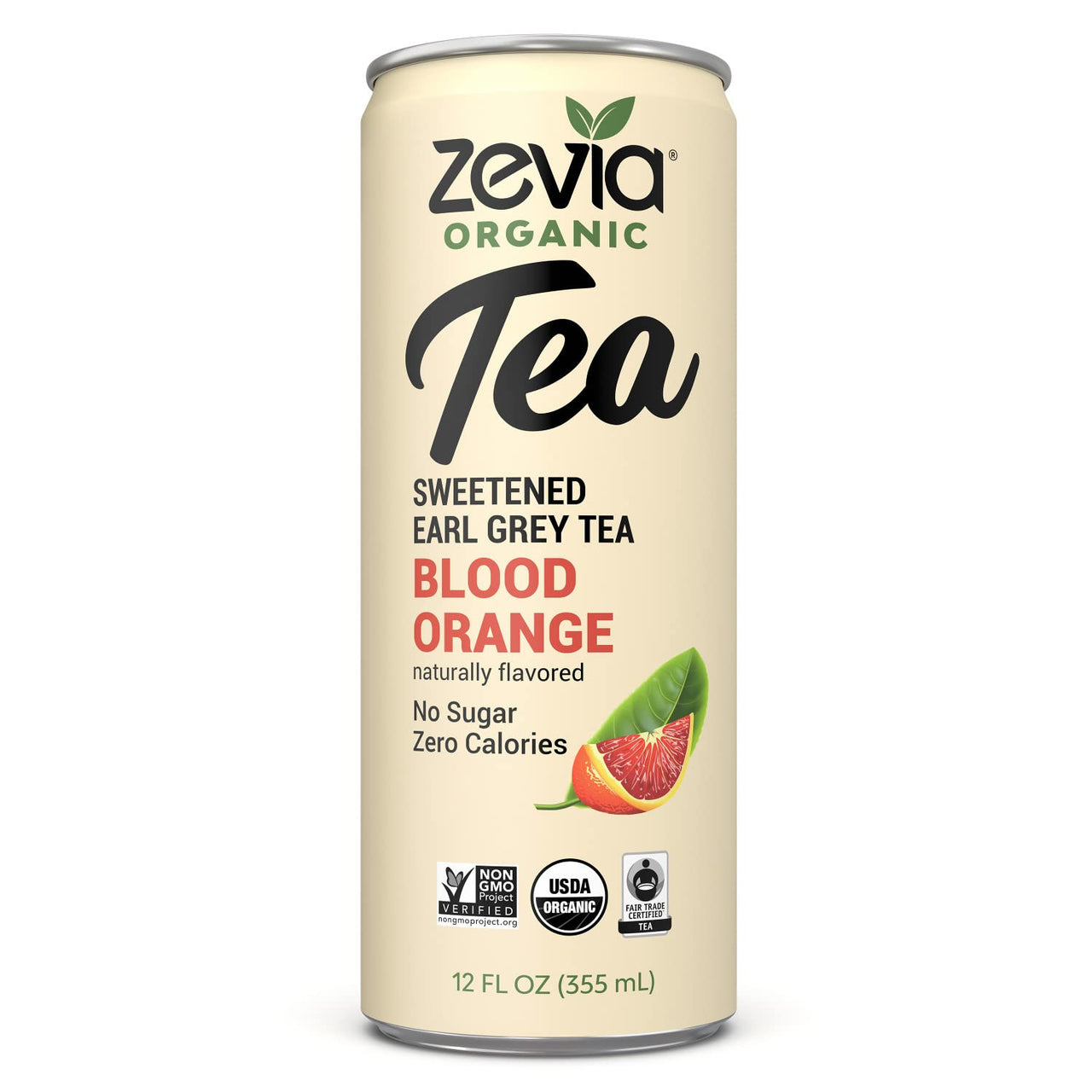 Zevia Organic Sugar Free Iced Tea, Earl Grey Tea Blood Orange, 12 Fl Oz (Pack of 12)