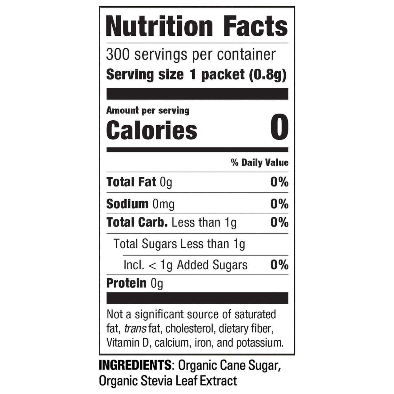 Organic Stevia In The Raw, Plant Based Zero Calorie Natural Sweetener, No Added Flavors or erythritol, Sugar Substitute, Sweetener for Coffee, Hot & Cold Drinks, Non-GMO, Vegan, Gluten-Free, 300 Count Packets (Pack of 1)