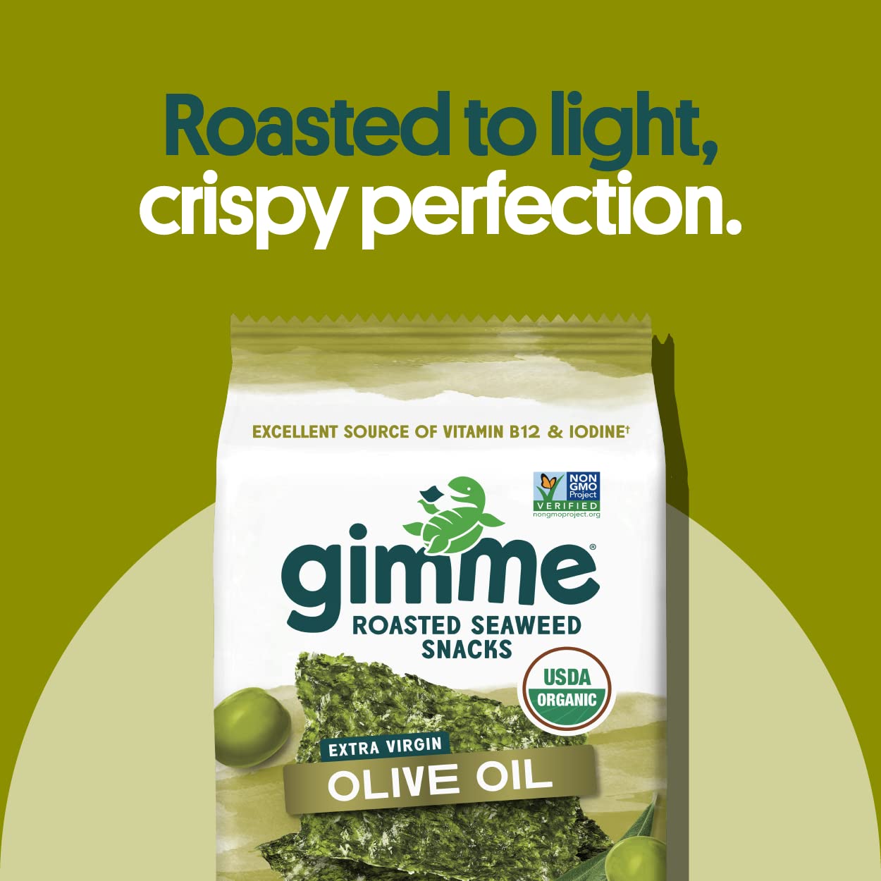 gimMe - Extra Virgin Olive Oil - 6 Count - Organic Roasted Seaweed Sheets - Keto, Vegan, Gluten Free - Great Source of Iodine & Omega 3s - Healthy On-The-Go Snack for Kids Adults