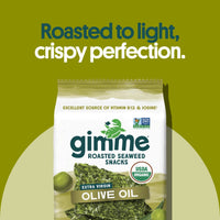 gimMe - Extra Virgin Olive Oil - 6 Count - Organic Roasted Seaweed Sheets - Keto, Vegan, Gluten Free - Great Source of Iodine & Omega 3s - Healthy On-The-Go Snack for Kids Adults