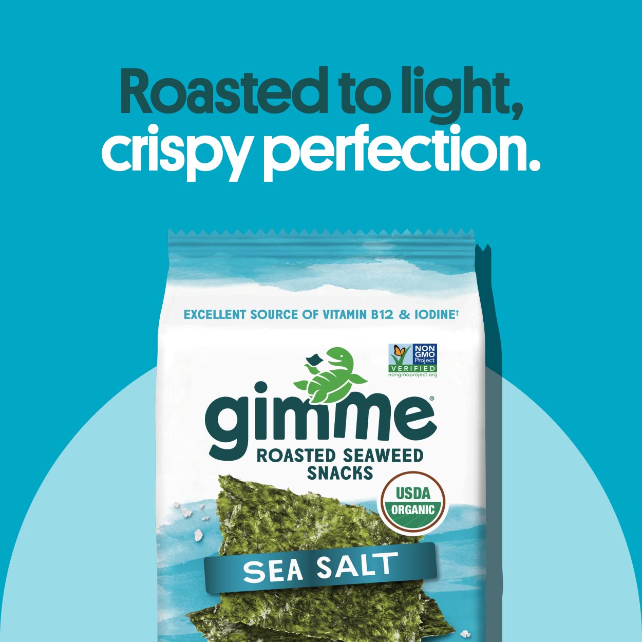 gimMe - Sea Salt - 6 Count - Organic Roasted Seaweed Sheets - Keto, Vegan, Gluten Free - Great Source of Iodine & Omega 3s - Healthy On-The-Go Snack for Kids Adults