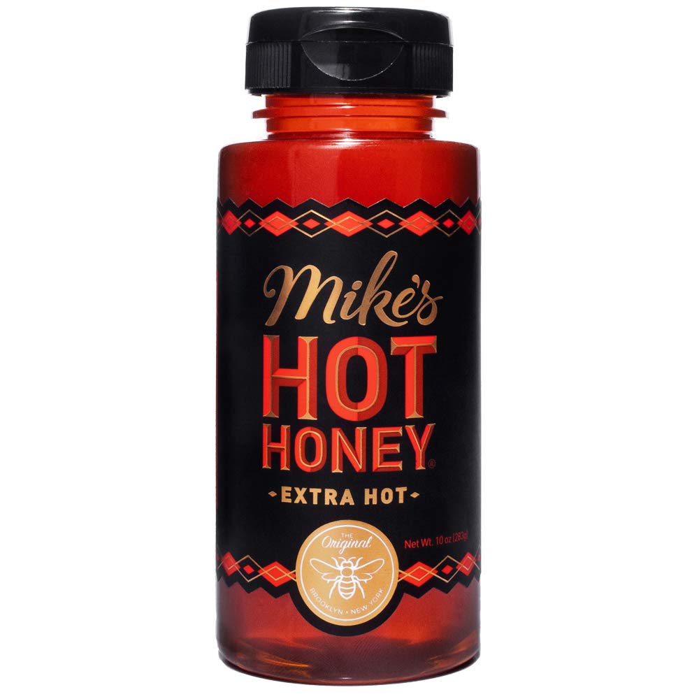 Mikes Hot Honey-Extra Hot, 10 oz Easy Pour Bottle (1 Pack), Hot Honey with an Extra Kick, Sweetness & Heat, 100% Pure Honey, Shelf-Stable, Gluten-Free & Paleo-Friendly, More than Sauce-it's  Hot Honey