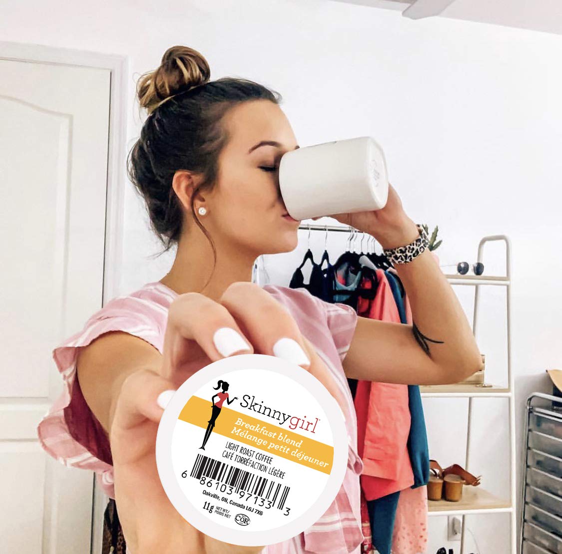 Skinnygirl Coffee Pods, Breakfast Blend, Single Serve Coffee for Keurig K Cups Machines, Hot or Iced Coffee, Light Roast Coffee in Recyclable Pods, 24 Count