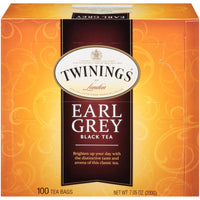 Twinings Earl Grey Black Tea, 100 Individually Wrapped Tea Bags, Flavoured With Citrus and Bergamot, Caffeinated
