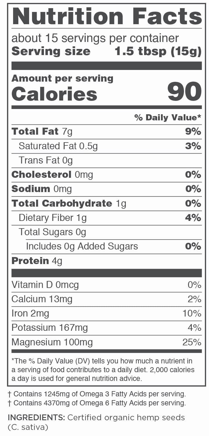 Navitas Organics Organic Raw Hemp Seeds Bag, 15 Servings  Organic, Non-GMO, Low Temp-Hulled, Gluten-Free, 8 Ounce (Pack of 1)