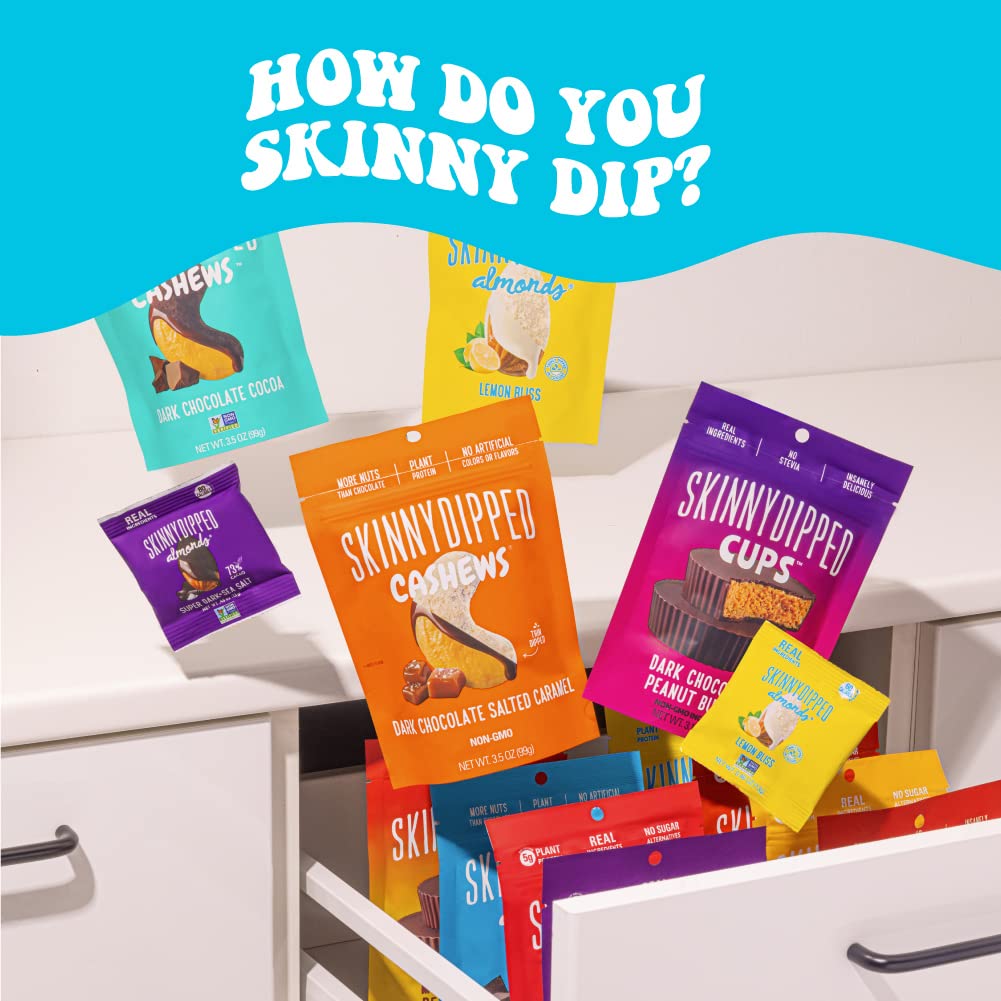 SkinnyDipped Dark Chocolate Peanut Butter Cups, 2g Sugar per Cup, Keto Friendly, No Palm Oil, Gluten Free, 3.2oz, 4 Pack (24 Cups Total)