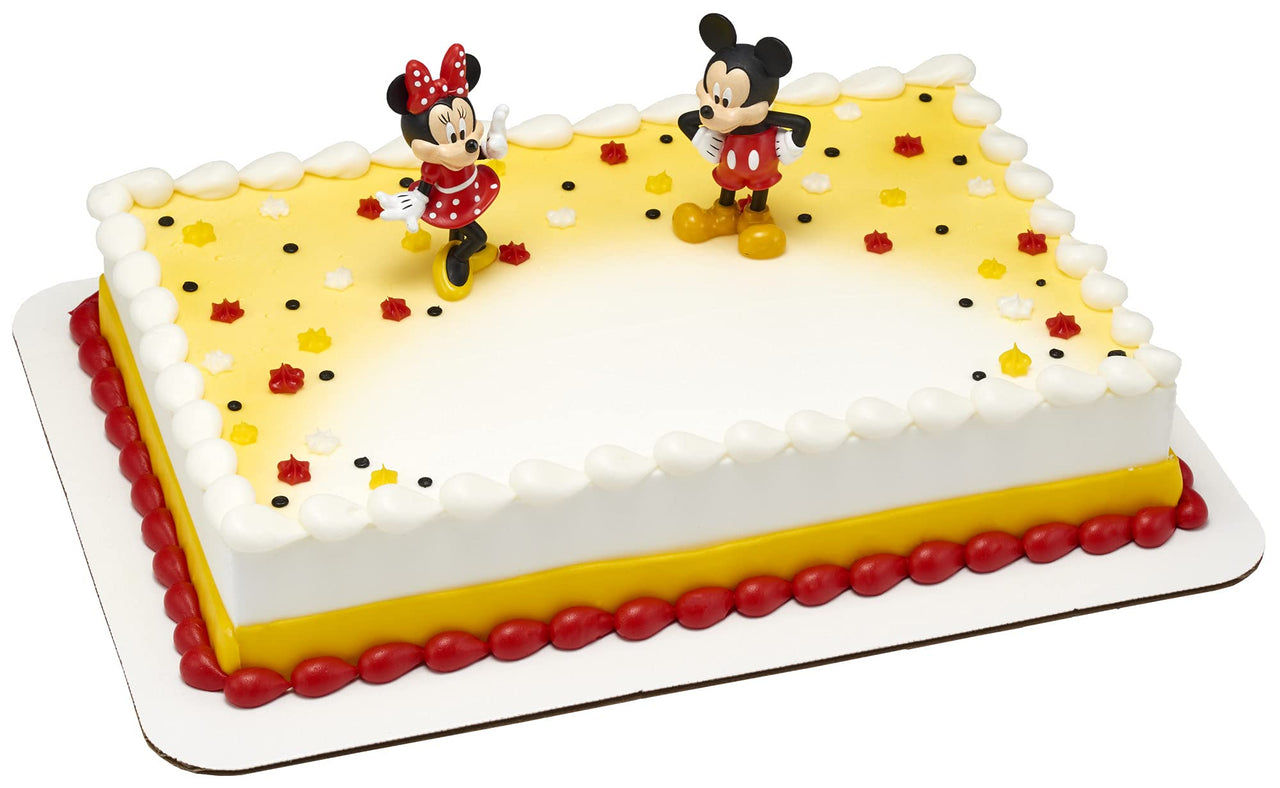DecoSet Disney Mickey Mouse and Minnie Mouse Cake Topper, 2-Piece Topper Set, Durable Food-Safe Plastic