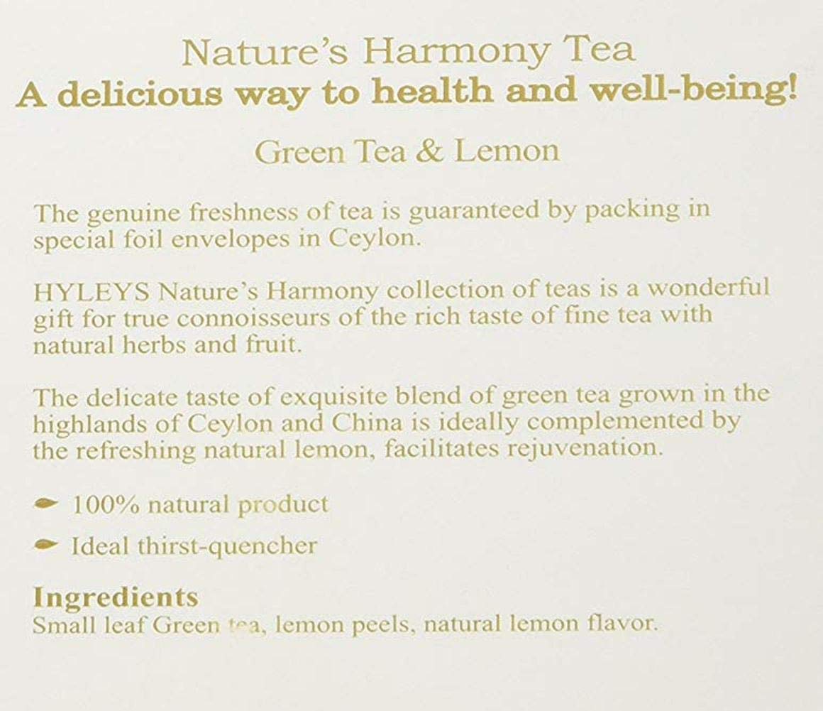 Hyleys Green Tea with Lemon - 25 Tea Bags (Rejuvenate)