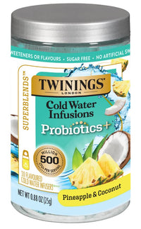 Twinings Superblends Cold Water Infusions Probiotics+ Pineapple & Coconut Flavoured, 10 Cold Water Infusers (Pack of 6)