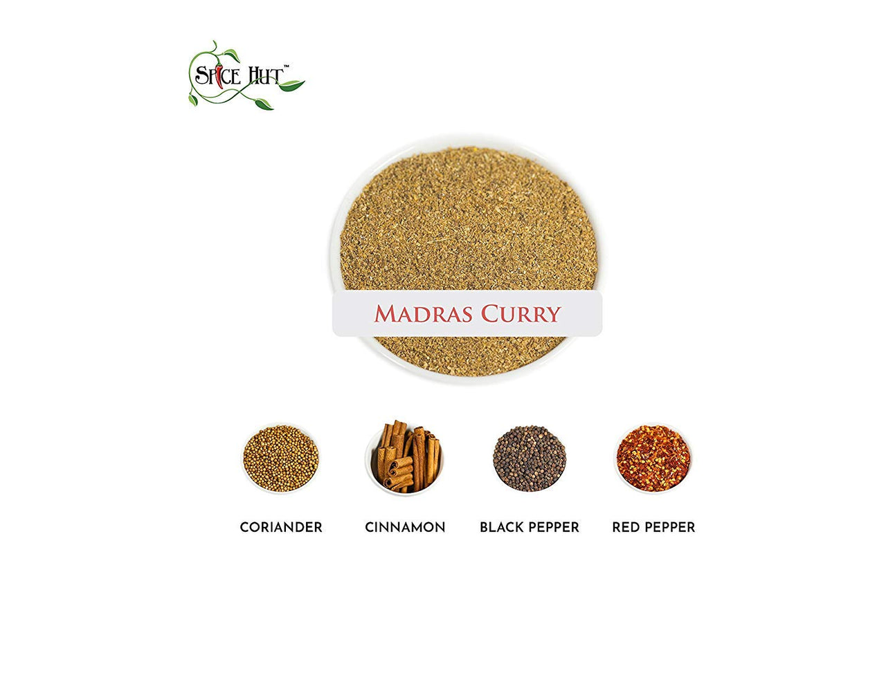 The Spice Hut Organic Madras Curry Seasoning, Quick & Easy Spice Blend for Spicy Indian Cooking, With Salt 3.7 oz