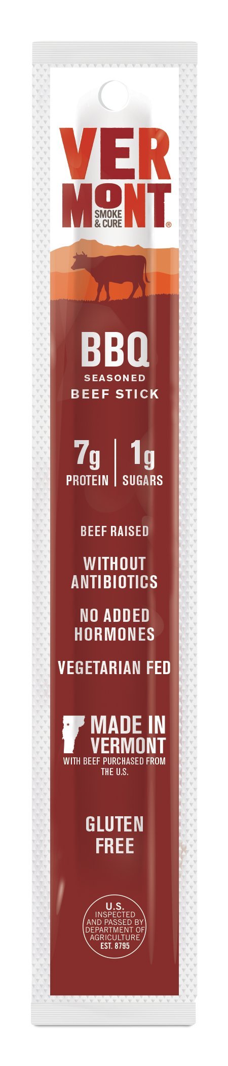 Vermont Smoke & Cure Beef Jerky Sticks, BBQ, 1oz Stick
