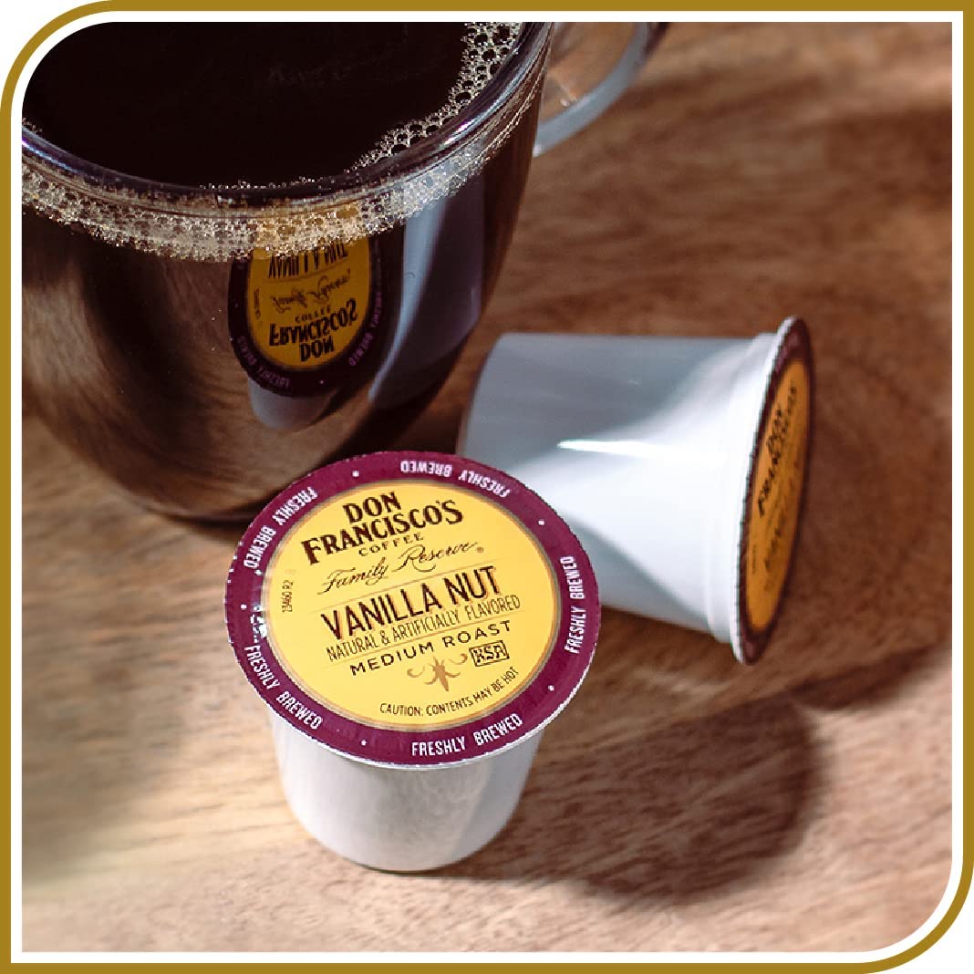 Don Franciscos Hawaiian Hazelnut Flavored Medium Roast Coffee Pods - 12 Count - Recyclable Single-Serve Coffee Pods, Compatible with your K- Cup Keurig Coffee Maker (Including 2.0)