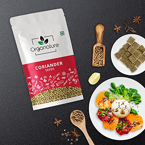 Organature Pure and Natural Coriander Seeds / Whole Dhaniya Seeds Indian Masala Pack of - (400 Grams)