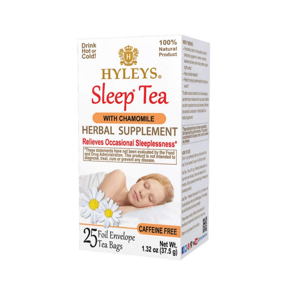 Hyleys Sleep Chamomile Herbal Tea - 25 Tea Bags (Caffeine Free, Gmo Free, Gluten Free, Dairy Free, Sugar Free & 100% Natural, Decaf) Relax, Calming