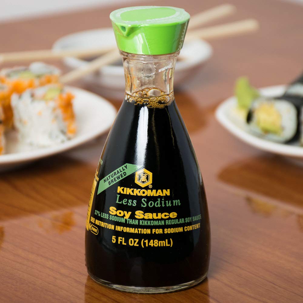 Kikkoman 38% Less Sodium Regular Soy Sauce Traditional Brewed 2 - 2qt./1.89L each