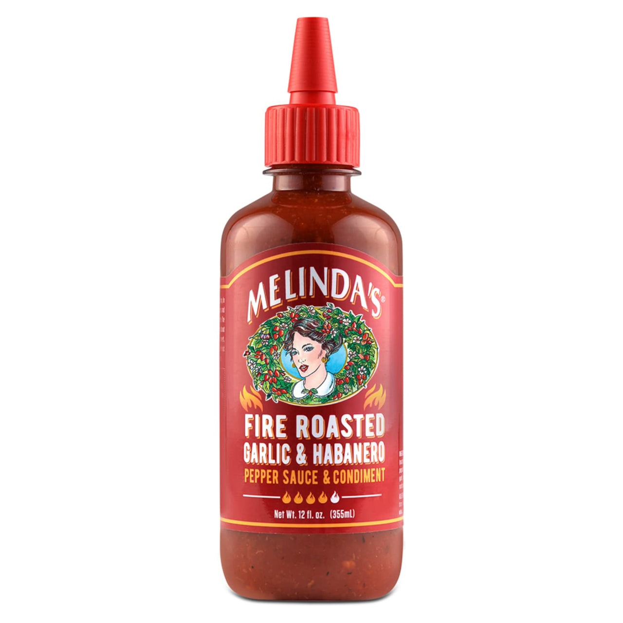 Melindas Fire Roasted Garlic & Habanero Hot Sauce - Craft Hot Sauce with Slow Roasted Garlic, Roasted Habanero Peppers, Lime Juice - Richy & Smoky Habanero Hot Sauce 12oz, 1 Pack