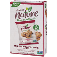Back to Nature Non-GMO Cookies, Mini Chocolate Chunk, 1.25 Ounce Grab & Go Bags, 6 Count