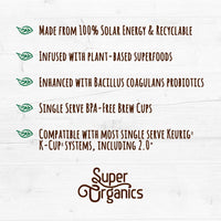 Super Organics Energy Boost Coffee Brew Cups with Superfoods & Probiotics Keurig K-Cup Compatible Energizing, Stamina Medium Roast, USDA Certified Organic, Vegan, Non-GMO, 10ct