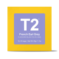 T2 Tea T2 French Earl Grey 25 Tea Bags Box, Fine Black Tea With Bergamot and Petals, YELLOW (B125AE018)