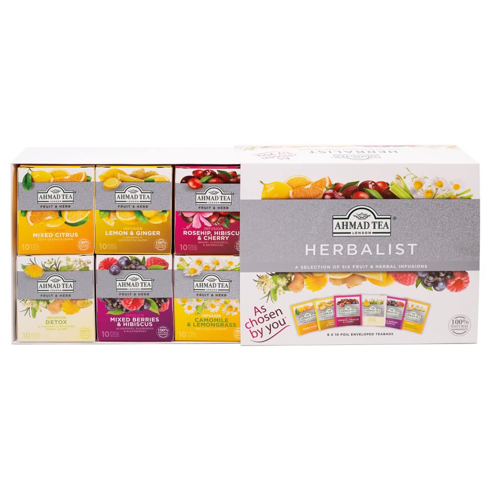 Ammad Tea Herbal Tea,Herbalist Variety Gift Box, 60 Foil Teabags - Decaffeinated and Sugar-Free
