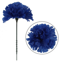 Larksilk Royal Blue Silk Carnation Picks, Artificial Flowers for Weddings, Decorations, DIY Decor, 50 Count Bulk, 3.5