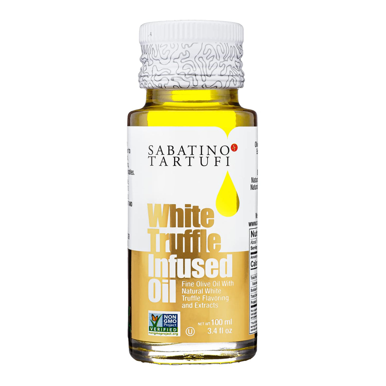 Sabatino Tartufi White Truffle Infused Olive Oil - All Natural, Made From White Truffles, Vegan, Vegetarian, Kosher, Non-Gmo Project Verified, 3.4oz
