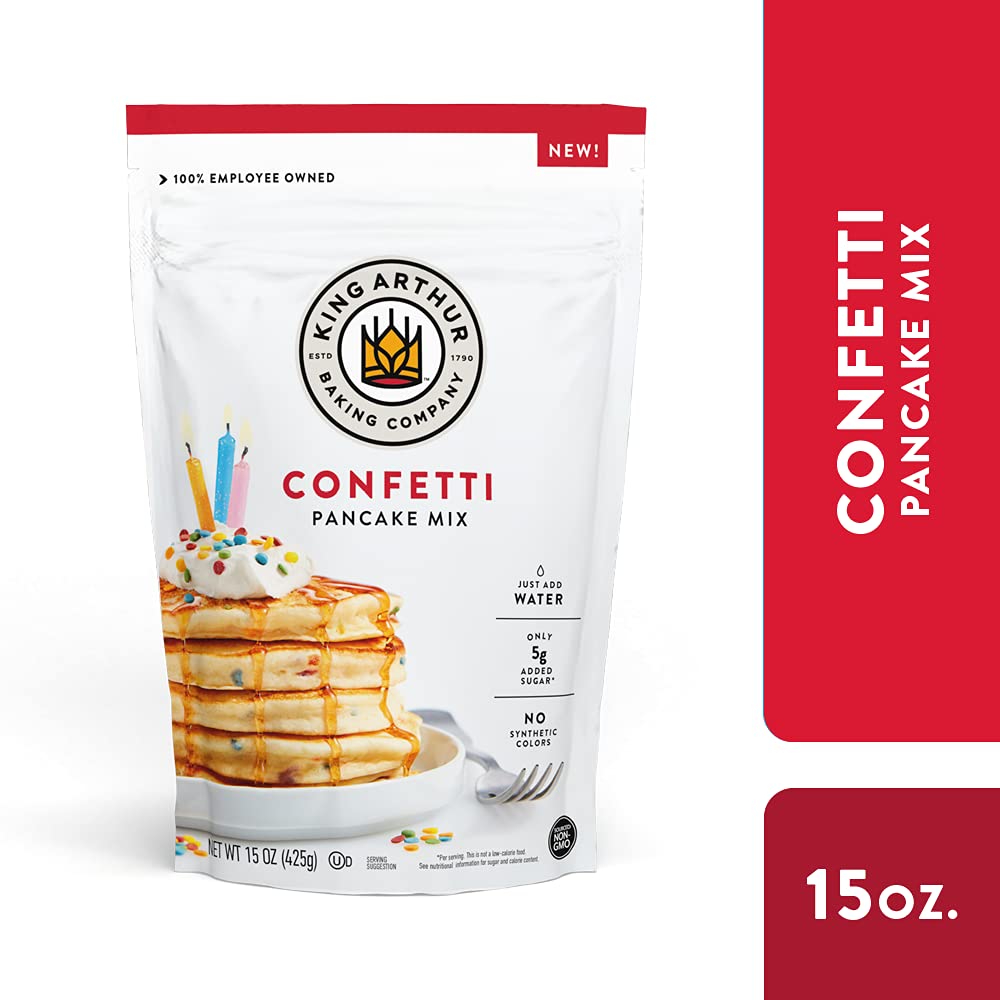 King Arthur Confetti Pancake Mix Just Add Water, Sourced Non-GMO, Certified Kosher, 15 Oz