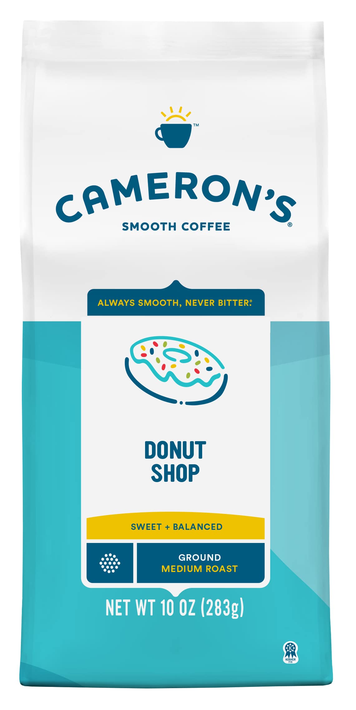 Cameron's  Coffee Roasted Ground Coffee Bag, Donut Shop Blend, 10 Ounce