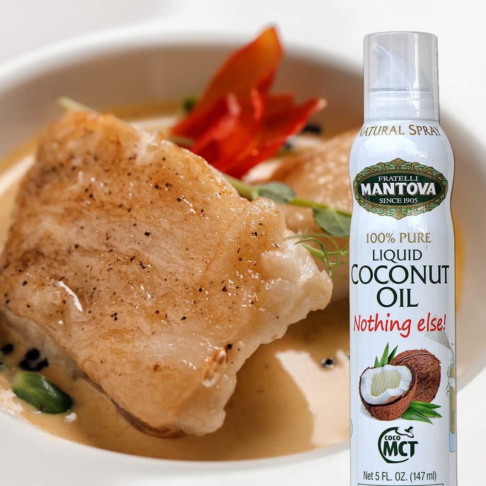 Mantova Coconut Oil, 100% Pure Cooking Oil Spray, perfect for healthy Keto snacks, baking, grilling, seasoning, or cooking, our oil dispenser bottle lets you spray, drip, or stream with no waste, 5 oz