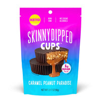 SkinnyDipped Caramel Peanut Paradise Cups, 1g Sugar per Cup, Keto Friendly, No Palm Oil, Gluten Free, 3.2oz Resealable Bags, 6 Count (Pack of 4)