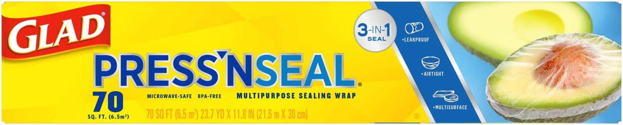 Glad Press'n Seal Plastic Food Wrap - 70 Square Foot Roll (Package May Vary)