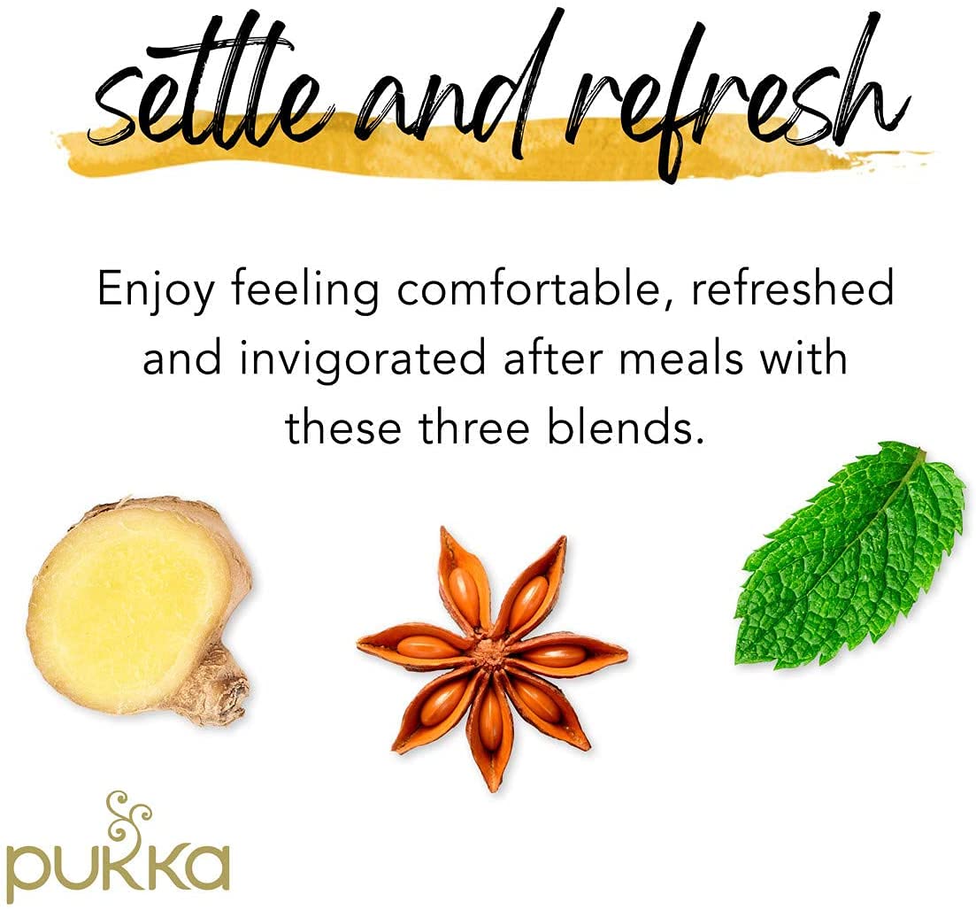 Pukka Organic Tea Bags, Digestion Organic Tea Bundle Herbal Tea with Three Mint, Three Ginger & Detox, 20 Count (Pack of 3)