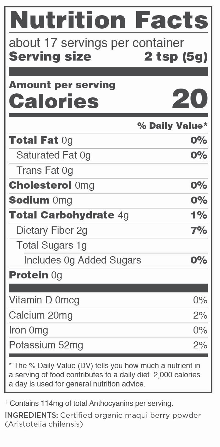 Navitas Organics Maqui Powder, 3 oz. Pouch, 17 Servings  Organic, Non-GMO, Freeze-Dried, Gluten-Free