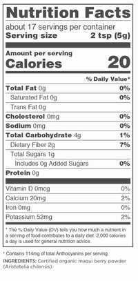 Navitas Organics Maqui Powder, 3 oz. Pouch, 17 Servings  Organic, Non-GMO, Freeze-Dried, Gluten-Free