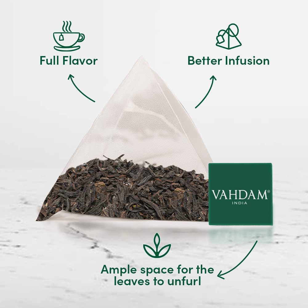 VAHDAM, Himalayan Oolong Tea Leaves, 15 Tea Bags, Long Leaf Pyramid Oolong Tea Bags, Oolong Tea, 100% Natural Oolong Tea Loose Leaf, Detox Tea, Packed at Source