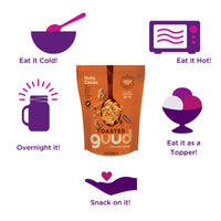 GUUD Nutty Cacao Toasted Muesola Cereal, 12 Ounce, Slightly Sweet Muesli, Gluten Free, Oats, Raisins, Bananas, Almonds, Pecans, Cacao Nibs, Walnuts, Vegan, Non-GMO Certified, Kosher