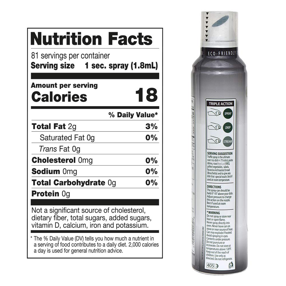 Mantova Black Truffle Flavored Extra Virgin Olive Oil Spray, heart-healthy cooking spray perfect for salads and pasta sauces, 100% natural cooking oil made in Italy, olive oil dispenser bottle sprays, drips, or streams with no waste, 8 oz