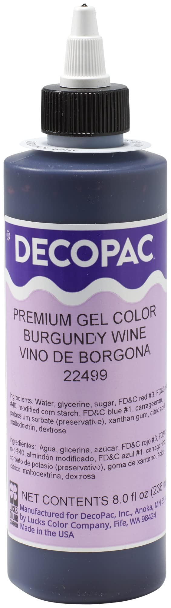 DECOPAC Premium Gel Food Color, Edible Coloring For Use with Buttercream or Whipped Icing, Fondant & Piping Gel, Highly Concentrated Gel, 8oz - Burgundy